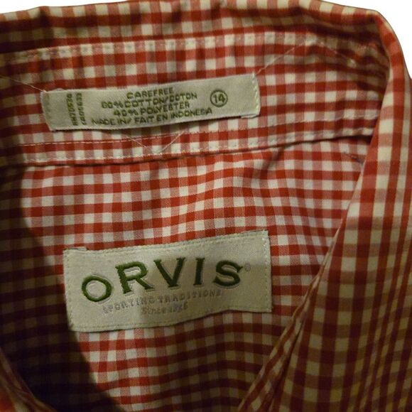 Orvis Gigham Women's Size 14 Red Button Down Shirt Country Prairie - Picture 3 of 7